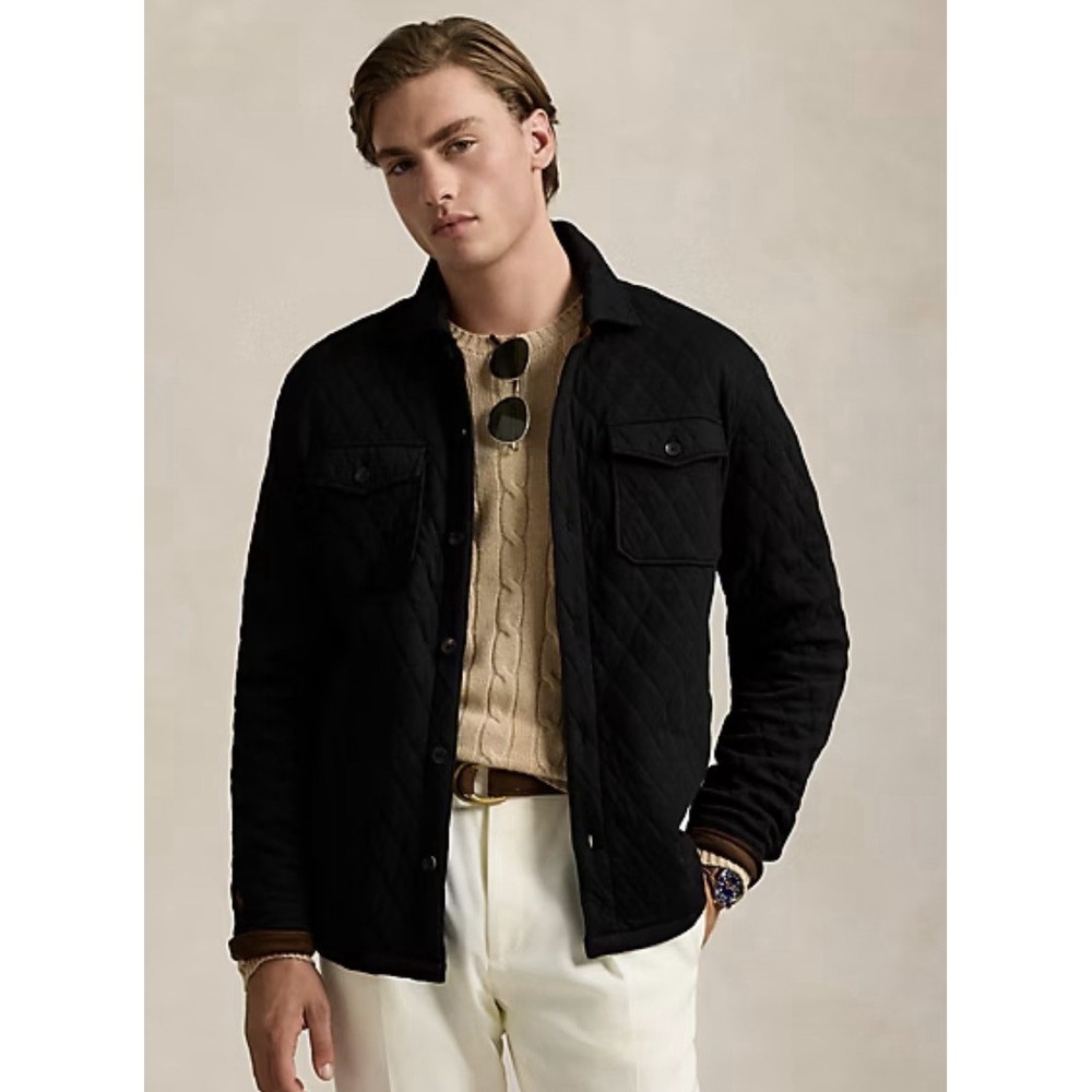 Polo Ralph Lauren Men's Quilted Double-Knit Black Jersey Overshirt L
